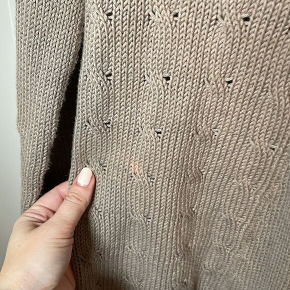 EUC Pure Handknit Taupe Roll Neck Bell Sleeve Sweater Dress S/M - Picture 8 of 8